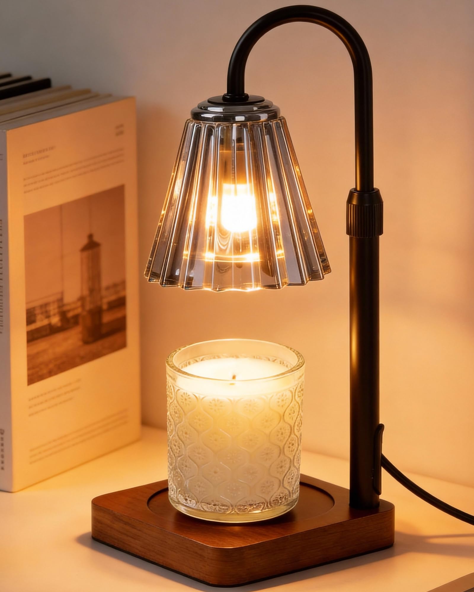 Marycele Black Candle Warmer Lamp with Timer Dimmer Adjustable Height, Birthday Gifts for Women Mom Sister Her, Office Room Home Decor, Vintage Wax Warmer House Warming Gifts Image