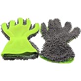 BokWin 2-Pack Car Wash Mitt | Scratch Free, 5-Finger Microfiber, Chenille, Interior &amp; Exterior Cleaning, Wheel &amp; Tight Spot