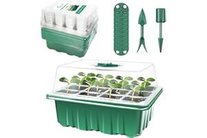 FCENDS 10Packs Seed Starter Tray Seed Starter Kit (120 Cells Total), Seedling Starter Trays with Humidity Adjustable Dome,Mini Green House Germination Trays for Seeds Growing Starting