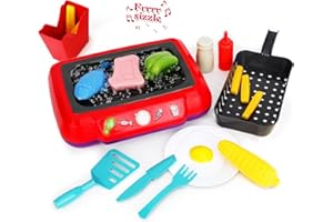AUSTRAES Kids Play Kitchen Accessories Toy Set, Toddler Kitchen Cooking Toys, Grill Kitchen Playset for Kids with Color Changing Play Food, Kids Camping Kitchen Playset Christmas Birthday Gifts Toys for Age 3+