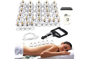 DEFUNX Cupping Therapy Set,32 Therapy Cups Cupping Set with Pump, Professional Chinese Acupoint Cupping Therapy Sets Hijama for Cupping Massage, Muscle&Joints