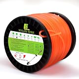 Viabrico 2.4mm String Trimmer Line Heavy Duty 100M Orange Square Cut