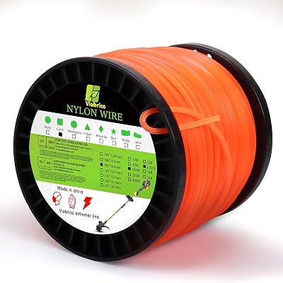 Viabrico 2.4mm String Trimmer Line Heavy Duty 100M Orange Square Cut