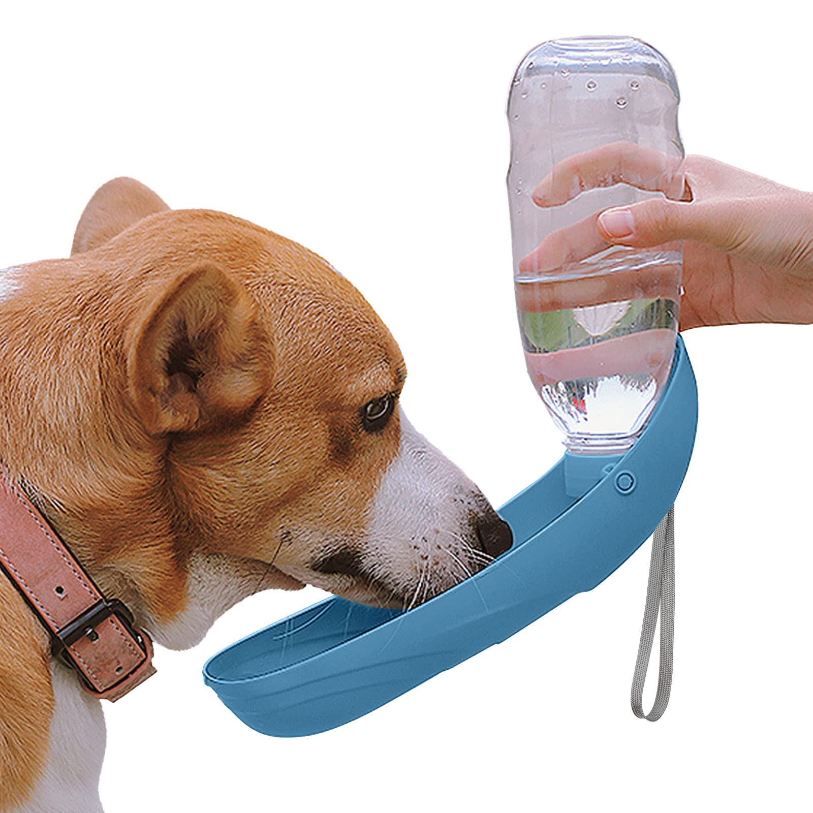 NAMSAN Dog Water Bottle, 550 ml, for On the Go Drinking Bowl for Cats, Easy to Carry, Foldable for Outdoor Activities, Blue