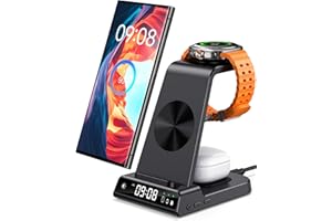 PHELINTA Wireless Charger for Samsung, 3 in 1 Wireless Charging Station for Samsung Galaxy S25 Ultra/S24 Ultra/S23/S22/Note 20/Z Flip 7/Fold 6, Charger for Samsung Galaxy Watch Ultra/8/7/6, Galaxy Buds 3/3 Pro