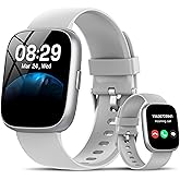Smart Watch with Alexa Built-in, 1.83" HD Touchscreen Fitness Tracker with Bluetooth Calling, Fitness Watch with Heart Rate/Sleep Monitor/120+ Sports, IP68 Waterproof Smartwatch for Android iOS, Gray
