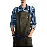 hedley & bennett Crossback Apron - Crossback Chef Apron with Pockets - 100% Cotton Canvas, 8oz - Olive Green