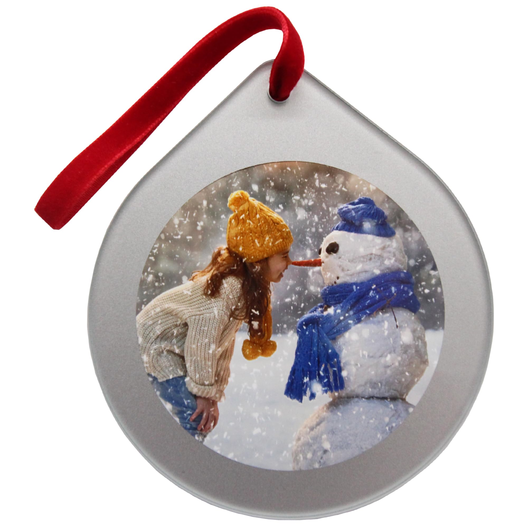 Adventa Christmas Round Flat Bauble Decoration, Personalised Photo Glass Ornament – Gift or Display at Home