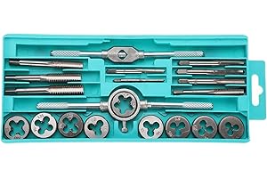 HARFINGTON 20pcs Metric Tap and Die Set M3-M12 Rethreading Tapping Tool Kit Screw Thread Taps Dies Wrench Handle Stock Holder