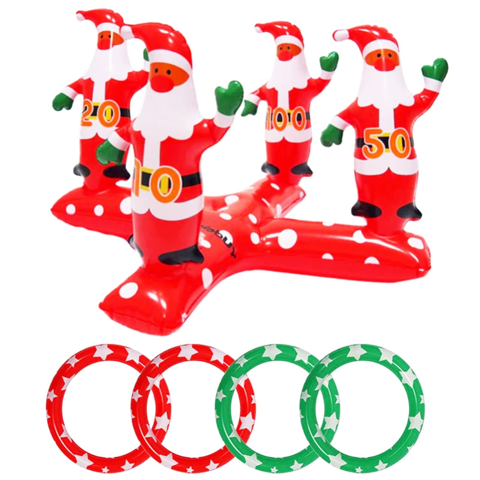 POPOYU Christmas Party Ring Toss Game for Kids Adults,Inflatable Xmas Santa Ring Toss Game with 4 Rings,Fun Christmas Games for Families School Office Indoor Outdoor Game,New Year Kids, M