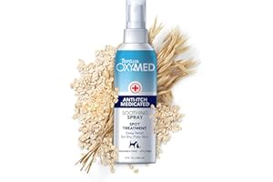 TropiClean OxyMed Hot Spot Treatment for Dogs, Medicated Dog Itching Skin Relief Spray, Anti-Itch Spray Quickly Soothes Skin Irriration, Alleviate Scratching, Chewing & Licking, Safe for Cats, 8oz
