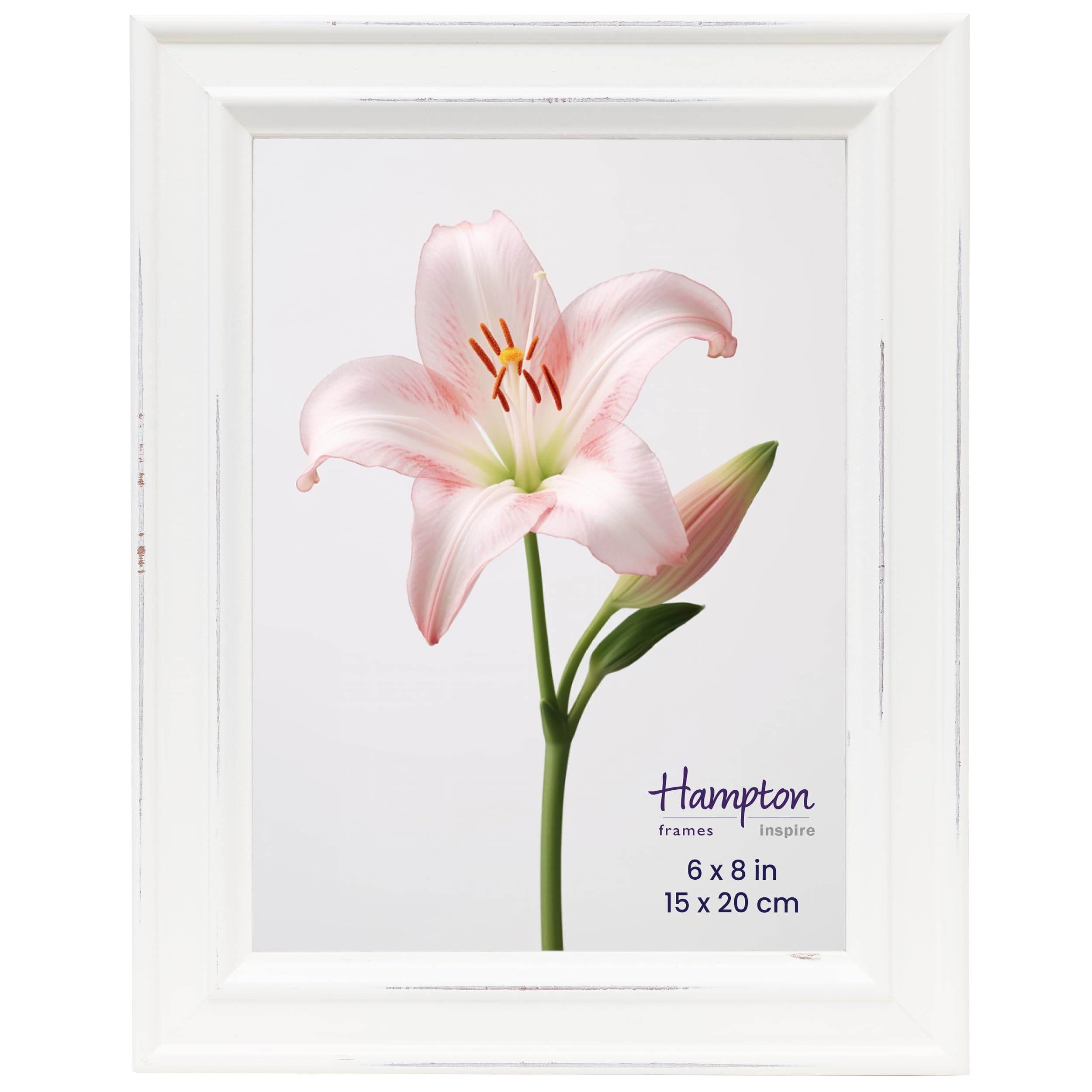 inspire by Hampton Frames | PALOMA Photo Frame, 6x8 Inch (15x20cm), White, Glass | Modern Design, Tabletop or Wall Mount | Display Photos, Home Décor