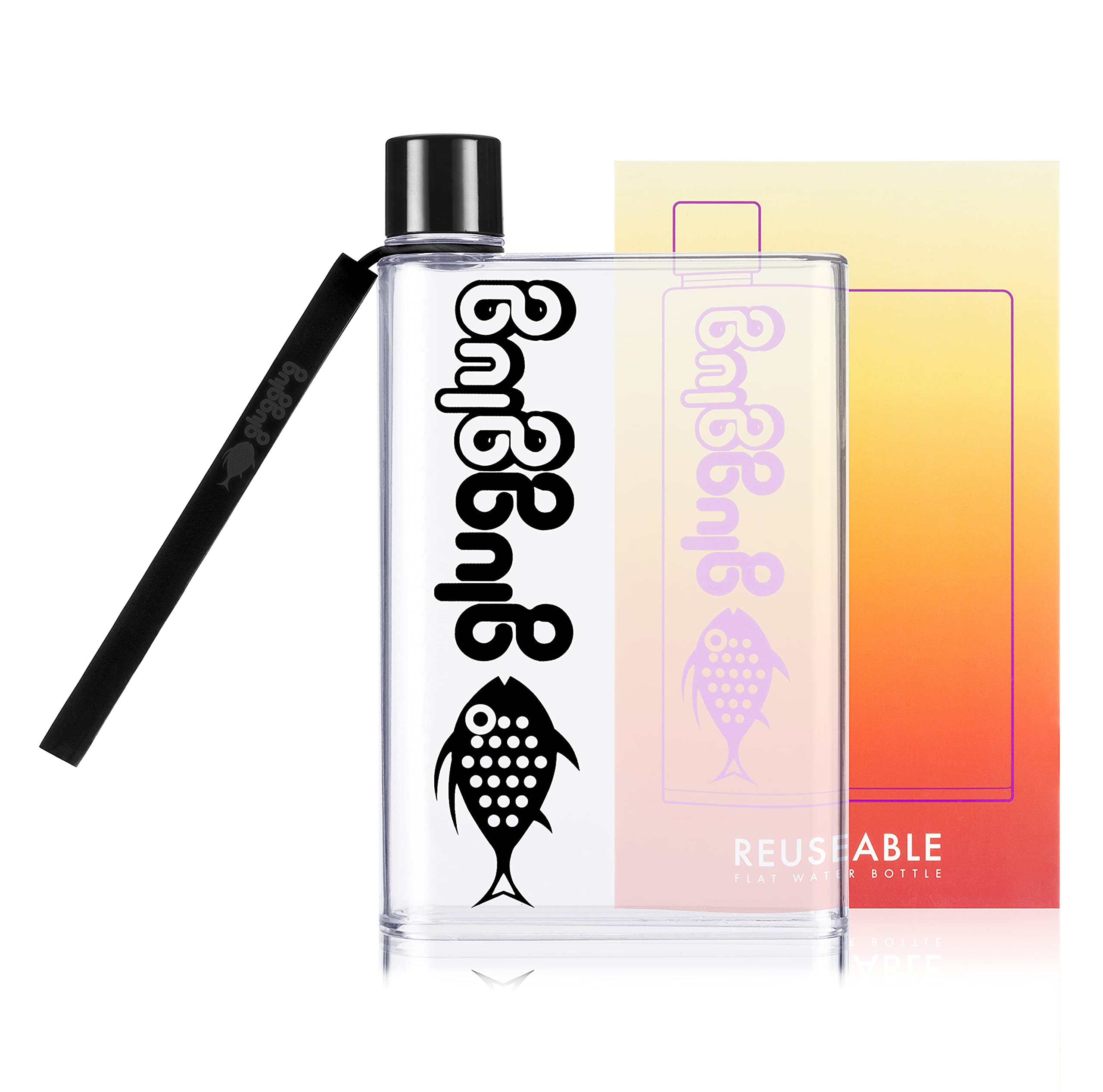glugglug™ Flat Water Bottle for Handbag - A6 BPA-Free Reusable Drink Flask for Kids & Travel