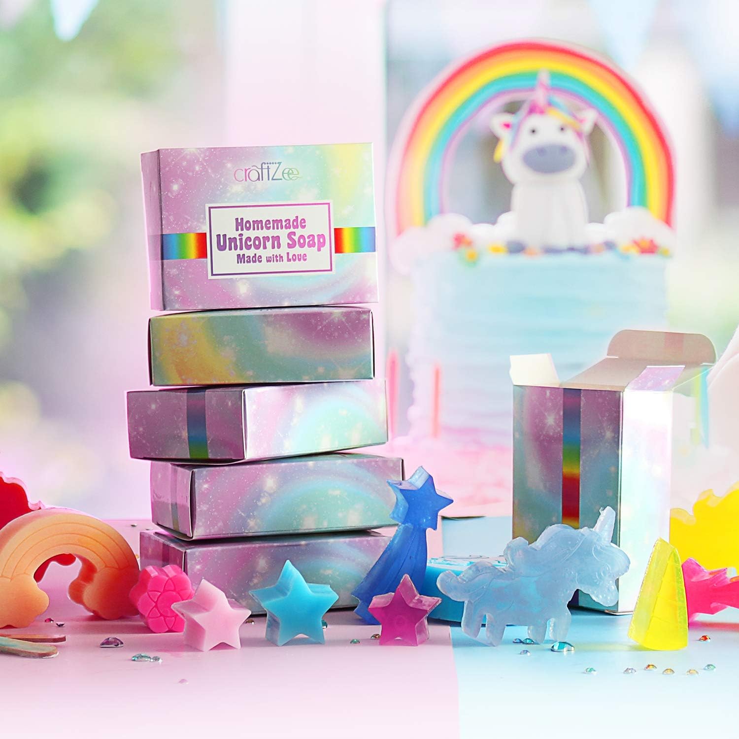 CraftZee Soap Making Kit| Make Your Own Soap| Unicorn Soap Kit for Kids| All Soap Supplies and Accessories Included. Great Beginners Soap Kit for Kids and Adults.