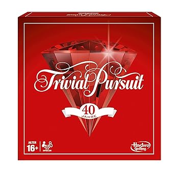 Hasbro Spiele E1923100 Trivial Pursuit 40 Jahre Jubiläumsausgabe, Familienspiel, Rot