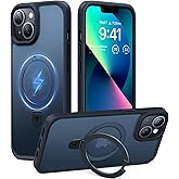 TORRAS Magnetic Kickstand for iPhone 13/ iPhone 14 Case [Compatible with MagSafe][Sturdy & Versatile Stand] Military-Grade Shockproof Translucent Slim Protective Anti-Fingerprint Anti-Scratch, Black
