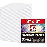 ESRICH 3x3IN Small Canvases for Painting, 42 Pack Mini Canvas Boards Cotton Painting Canvas Primed Acid Free Mini Blank Canvas Panels for Oil Paint,Watercolor,Acrylic Paint,Gouache&Tempera.