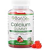 BariSlim Bariatric Calcium Gummies - Specially Formulated Bariatric Vitamins for Patients After Weight Loss Surgery - Supports Energy Levels & Bone Health | Strawberry (90 Vegan Gummies)