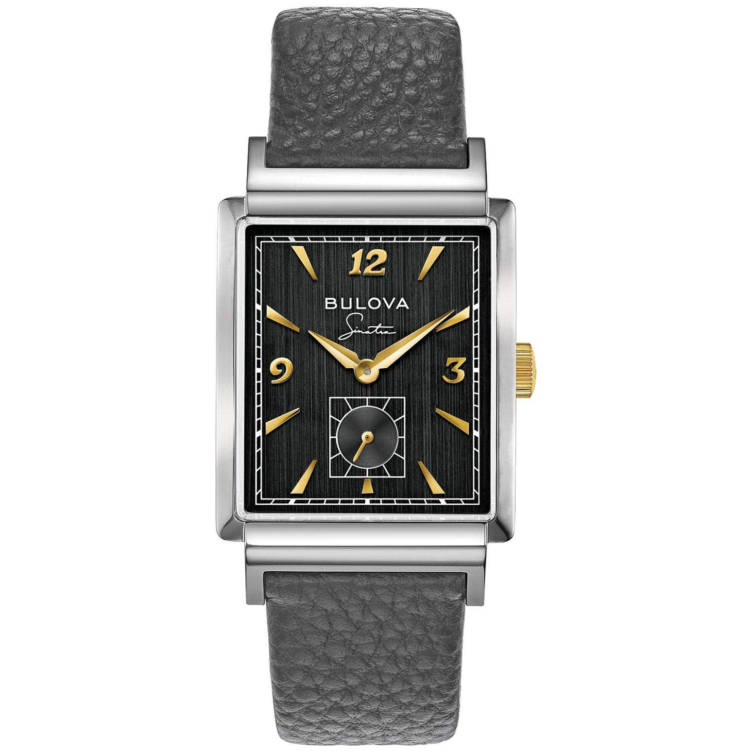 Bulova Frank Sinatra My Way Reloj con correa de cuero para hombre, tono plateado Estilo: 98A261