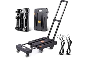 Jogtlyer Folding Hand Truck Lightweight,Foldable Dolly Cart for Moving with 6 Rotate Wheels,300 lbs Heavy Duty Luggage cart,Portable Platform Cart for Travel Shopping Airport Office Use