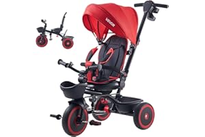 VEVOR Toddler Tricycle & Stroller for 1-5 Year Old, 6-in-1 Kids Trike with Parent Push Handle, Canopy, Adjustable Seat and St