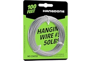 HANGDONE Picture Hanging Wire #5 50lbs 100-Feet, Flexible Steel Wire 16 Gauge for Hang Up Frame/Painting and Mirror