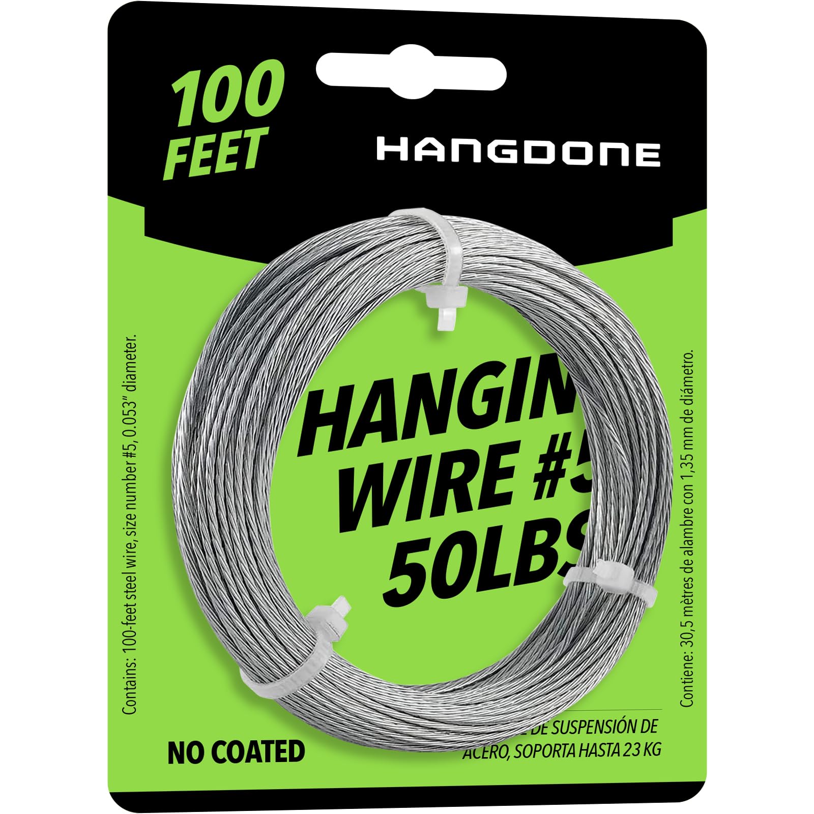 Photo 1 of HANGDONE Picture Hanging Wire #5 50lbs 100-Feet, Flexible Steel Wire 16 Gauge for Hang Up Frame/Painting and Mirror