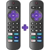 2 Pack Replacement Remote Control Only for Roku TV, Compatible with TCL Roku/Hisense Roku/Onn Roku Series Smart TVs (Not for Roku Stick, Box or Speaker)