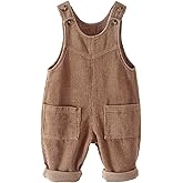 DOCOLL Baby Boy Girl Corduroy Bib Overalls Cotton Button Suspender Overalls Plain Romper Loose Jumpsuit