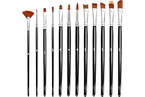 Lot de 12 pinceaux de peinture pour peinture acrylique, aquarelle, gouache et visage, modèles, figurines et peintures par num