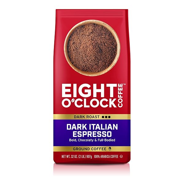 EIGHT O’CLOCK COFFEE DARK ITALIAN ESPRESSO GROUND COFFEE, MEDIUM ROAST, 32 OUNCE (PACK OF 1) – BOLD & CHOCOLATY