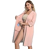 Meuponc Post Surgery Mastectomy Robe with 4 Internal Drain Pockets Women 3/4 Sleeves Night Gowns Pajama Dress Shirts