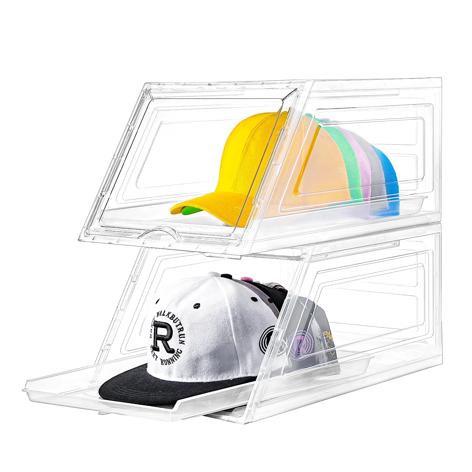 Photo 1 of (missing piece) 2 Pack Hat Organizer for Baseball Caps,Large Clear Cap Organizer with Drawer,Hats Holder Box for Closet