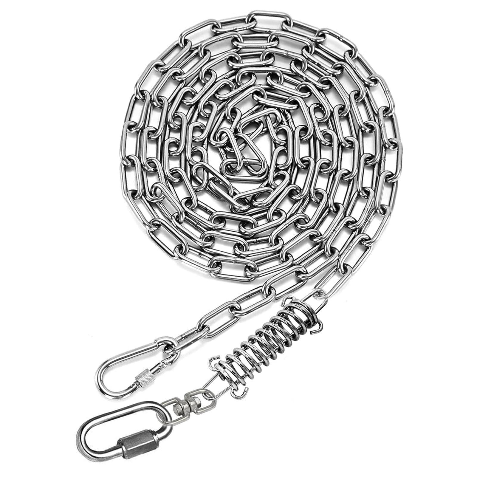 Photo 1 of 15 ft Dog Chains for Outside - Heavy Duty Tie Out Chain Leash Great for Small to Large Dogs Up to 200Lbs - Chew Proof Long Chain for Yard Camping or Travel (15ft with Spring / 200lbs)