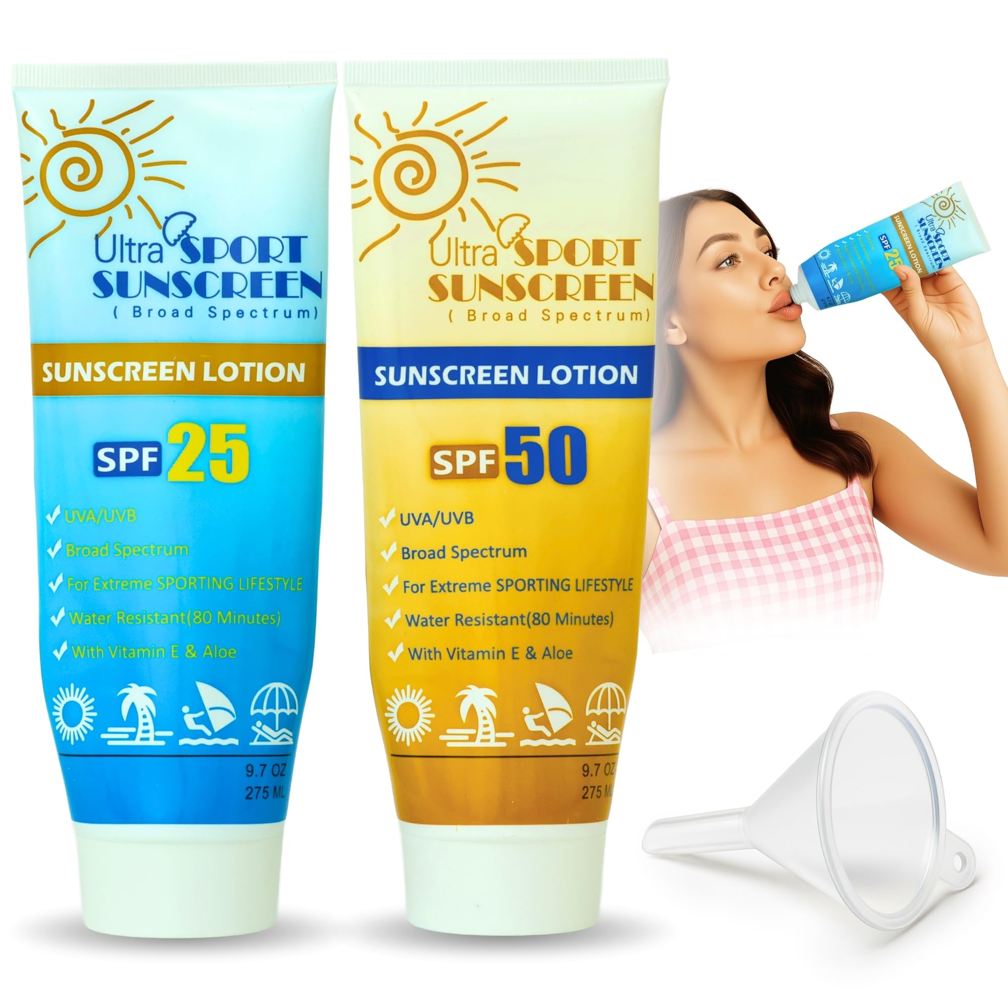 Secret Flask - Sunscreen Flask 2-Pack (300ml Each - 24 Drink Capacity) - Completely Undetectable on Nights Out