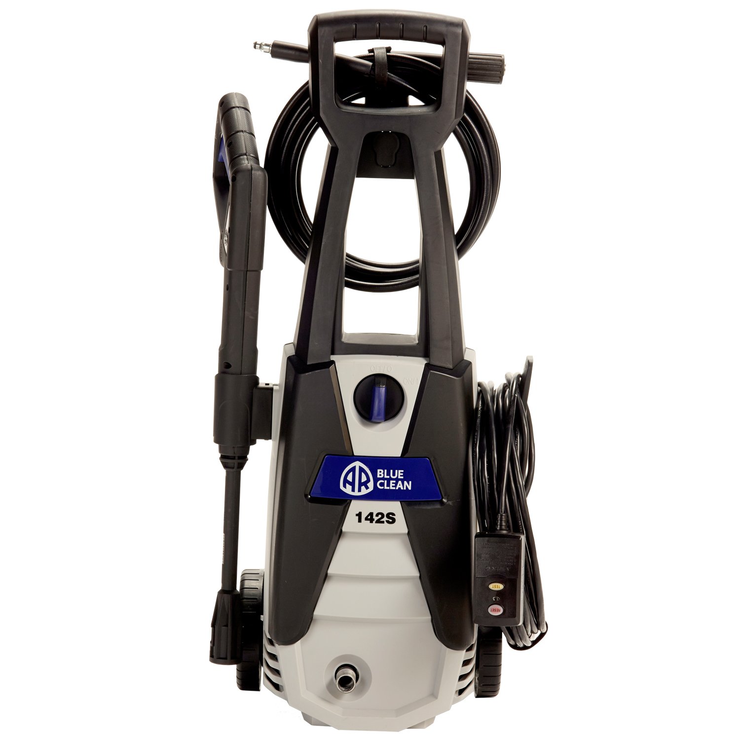 AR Blue Clean AR142S 1,500 PSI Electric Pressure Washer, Nozzles, Spray Gun, Wand, Detergent Bottle & Hose