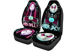 GENANY Horror Nightmare Skellington Couple Car Seat Covers for Car Truck Sedan SUV - 2 Packs, Durable Universal Automotive Seat Covers, Bucket Seat Covers, Protective Interior Accessory