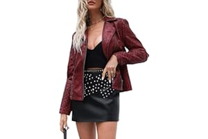 Bellivera Women's Faux Leather Casual Jacket 2025 Spring Trendy Motorcycle Outfits Lightweight Classic Coat