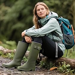 HISEA Women Rain Boots Slim Calf PVC Rubber Boot