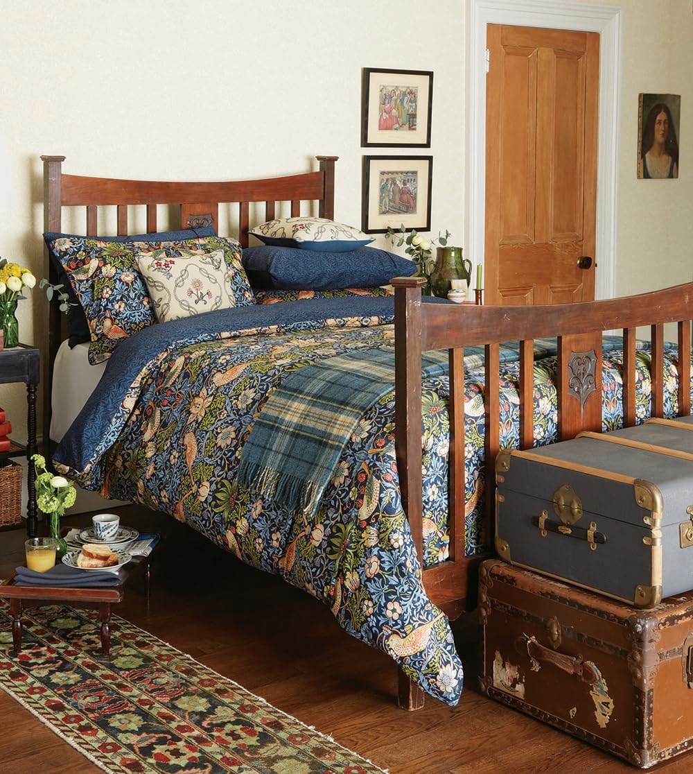Morris & Co Strawberry Thief Duvet Cover Set Indigo, Blue — image 1