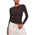 CRZ YOGA Long Sleeve Shirts for Women Soft Crew Neck Fall Basic Tight Tops Fitted Casual Going Out T-Shirts