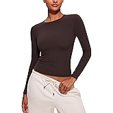 CRZ YOGA Softembrace Crewneck Long Sleeve Shirts for Women - Casual Going Out Tops Soft Basic Fitted Tight Fall T-Shirts
