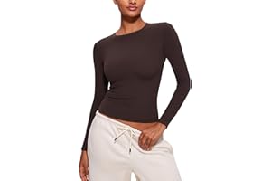 CRZ YOGA Softembrace Long Sleeve Shirts for Women Soft Crew Neck Fall Basic Tight Tops Fitted Casual Going Out T-Shirts