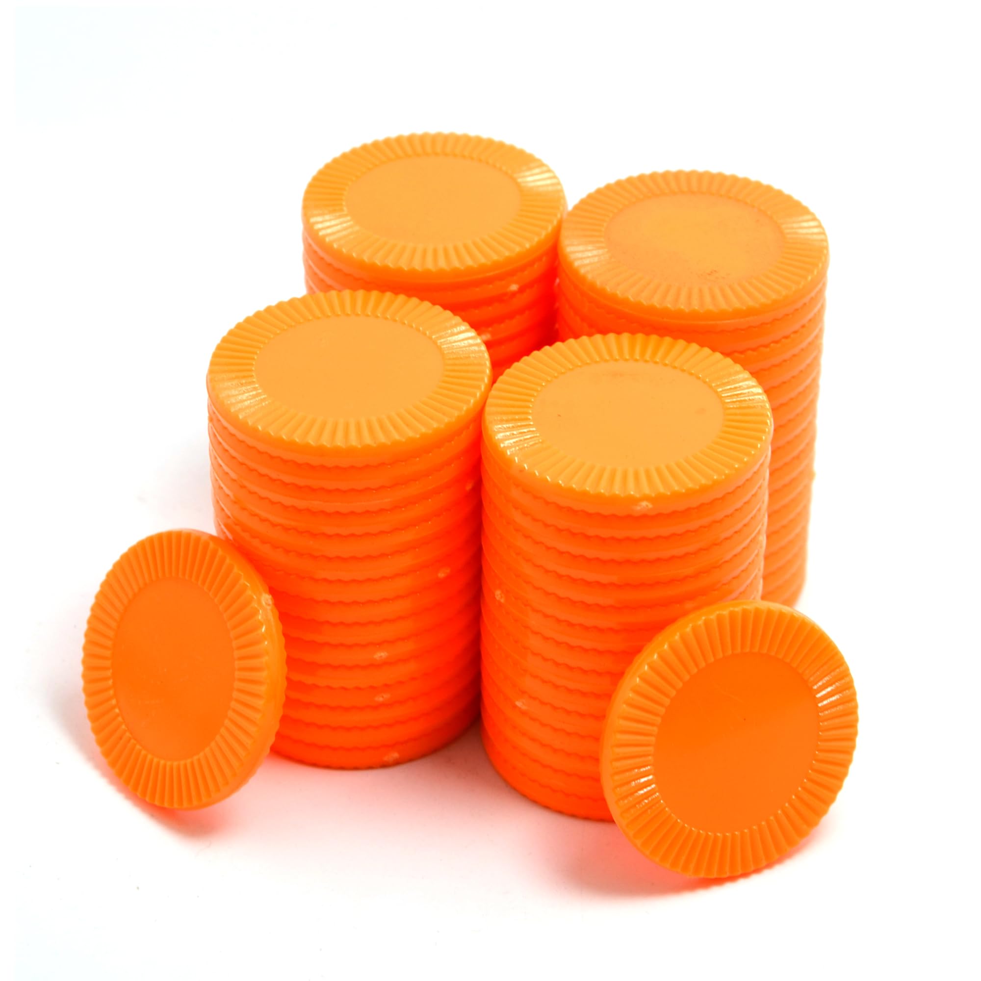 Smartdealspro 32mm Opaque Plastic Learning Counters Mini Poker Chips Games Tokens with Storage Box (Sunflower, 64pcs, Orange)