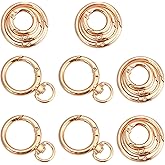 Carabiner Clips Keychain Rings Gold Keyring Clip 16PCS Round Carabiner Clips Keys Chain Hooks Replacement Keychains Lanyard DIY Crafts Multiple Sizes Spring O Rings Metal Keyrings Buckle
