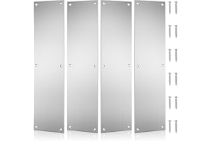HAIABEI 4 Pcs Push Door Plate 15x3.5" Stainless Steel Door Push Plate Door Kick Plate,Brushed Doorplate Door Proection Metal Plate with 12 Screws for Door Interior Exterior(Silver)