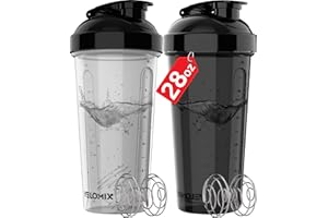 VELOMIX -2 Pack- 28 oz Protein Shaker Bottles for Protein Mixes - 2x Wire Whisk | Leak Proof Shaker Cups for Protein Shakes | Protein Shaker Bottle Pack | Shakers for Protein Shakes