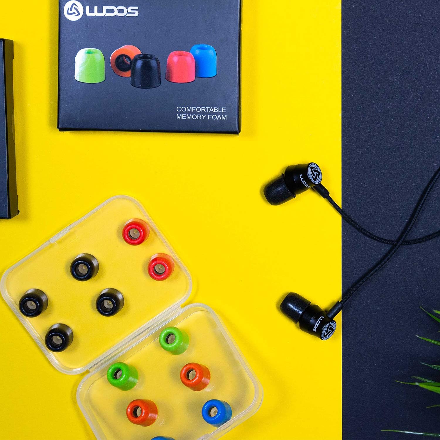 LUDOS COMFY Earbuds Replacement Memory Foam Ear tips for Ear buds and Earphones with Color Red Green Orange Blue Eartips - Image 3