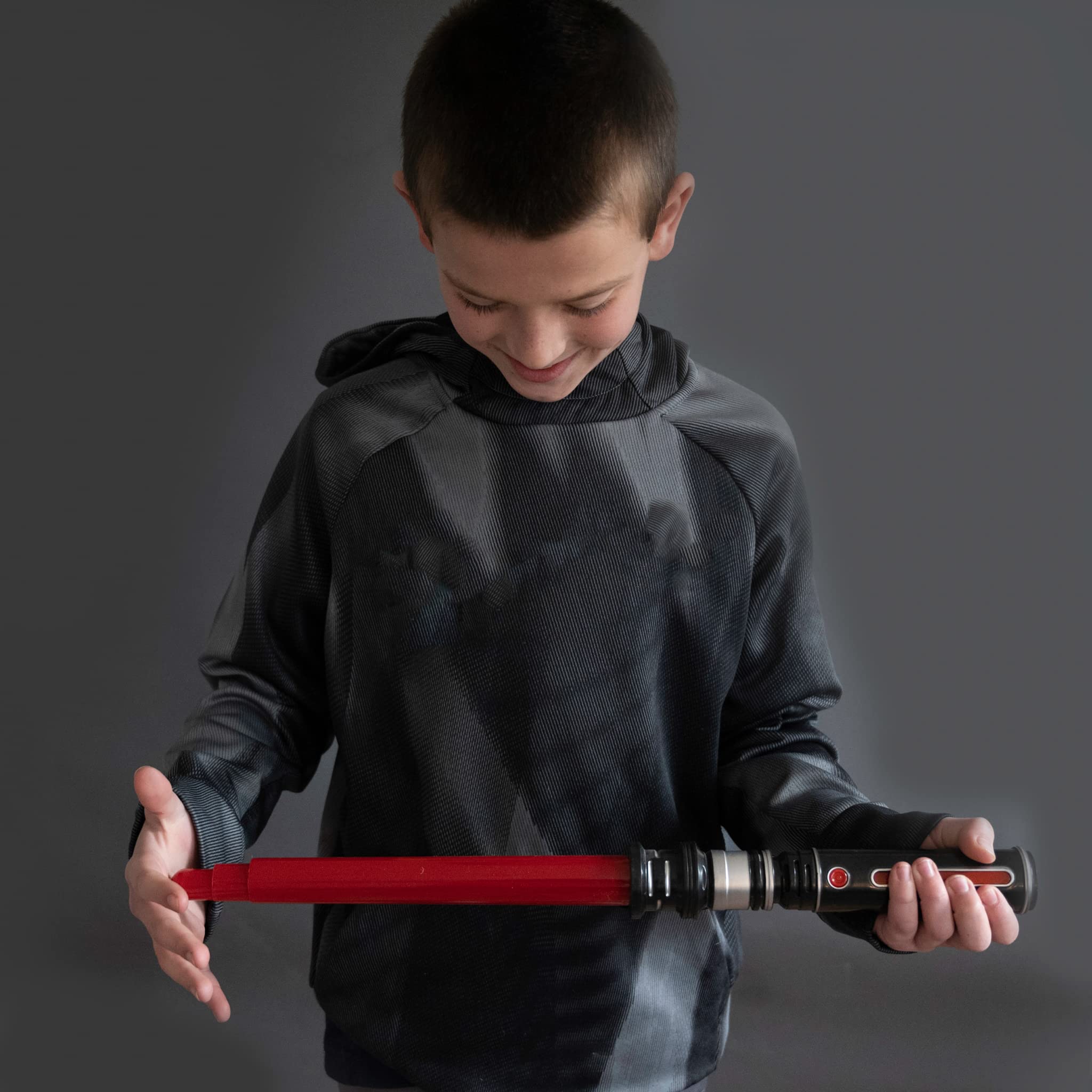 MewduMewdu Light up Saber Toy with Electronic Lights & FX Sound Effect for Kids and Adults, Red LED Light Expandable Saber Toy for Roleplay(Standalone)