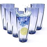 Alaiselit Unbreakable Plastic Cups Plastic Highball Drinking Glasses Tumbler, Large Water Tumbler Set (Set Of 6, 25 Oz) Dishwasher Safe (New Blue)